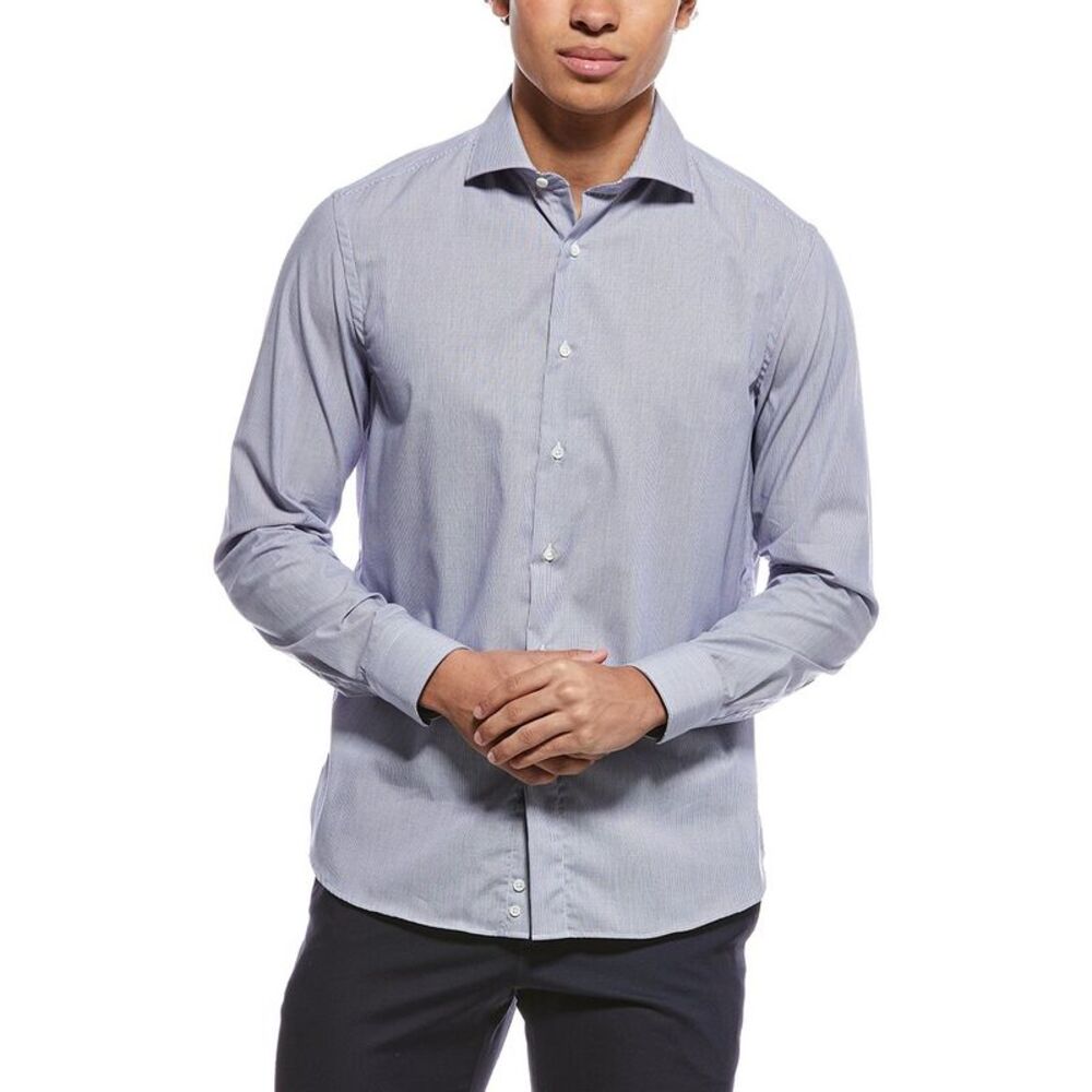 Canali Mens Dress Shirt, Blue